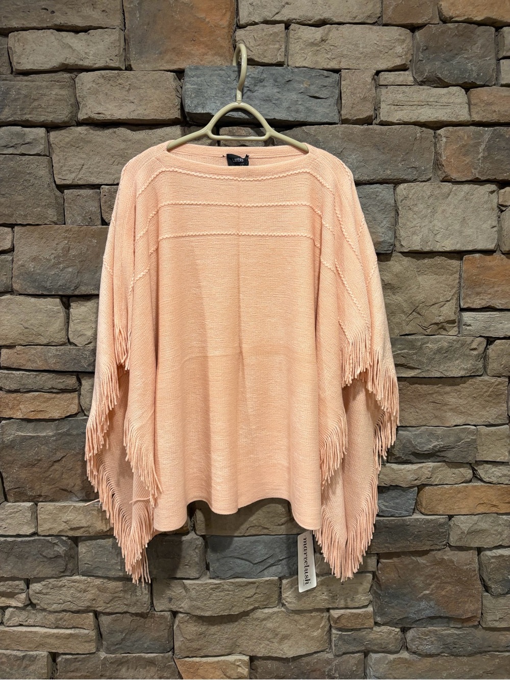 NWT Layers by Lizden Blush Pink Fringe Poncho